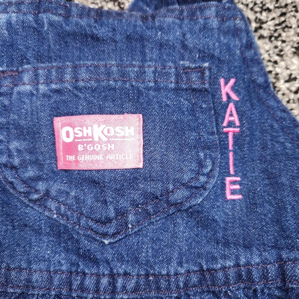 oshkosh b'gosh Vintage Denim dress, Little Girl Size 4,Back Bow Pink Label Katie